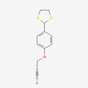 molecular formula C12H12OS2 B12563976 2-{4-[(Prop-2-yn-1-yl)oxy]phenyl}-1,3-dithiolane CAS No. 143334-73-0