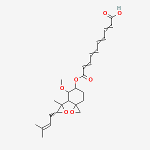 molecular formula C26H34O7 B1256410 10-[[5-methoxy-4-[(2R,3R)-2-methyl-3-(3-methylbut-2-enyl)oxiran-2-yl]-1-oxaspiro[2.5]octan-6-yl]oxy]-10-oxodeca-2,4,6,8-tetraenoic acid 