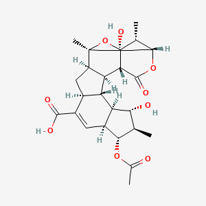 molecular formula C26H34O9 B12564113 (1S,2R,4S,7S,8R,9R,10S,11R,12S,13S,14R,17R,18R,19S)-8-acetyloxy-10,19-dihydroxy-1,9,18-trimethyl-15-oxo-16,20-dioxahexacyclo[15.3.2.02,13.04,12.07,11.014,19]docos-5-ene-5-carboxylic acid CAS No. 309757-85-5