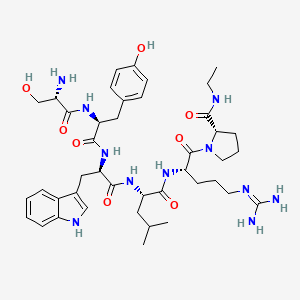 molecular formula C42H61N11O8 B12564358 L-Seryl-L-tyrosyl-D-tryptophyl-L-leucyl-N~5~-(diaminomethylidene)-L-ornithyl-N-ethyl-L-prolinamide CAS No. 199177-74-7