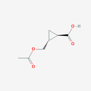 molecular formula C7H10O4 B12564388 Cyclopropanecarboxylicacid, 2-[(acetyloxy)methyl]-, (1R,2R)- CAS No. 201337-81-7