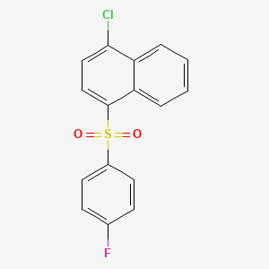 molecular formula C16H10ClFO2S B12564402 Naphthalene, 1-chloro-4-[(4-fluorophenyl)sulfonyl]- CAS No. 183873-75-8