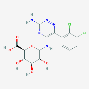 molecular formula C15H15Cl2N5O6 B1256453 (2S,3S,4S,5R)-6-[[3-amino-6-(2,3-dichlorophenyl)-1,2,4-triazin-5-yl]amino]-3,4,5-trihydroxyoxane-2-carboxylic acid 