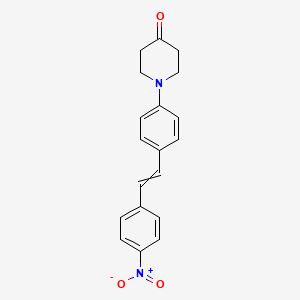 molecular formula C19H18N2O3 B12564542 1-{4-[2-(4-Nitrophenyl)ethenyl]phenyl}piperidin-4-one CAS No. 183788-11-6