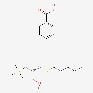 molecular formula C19H32O3SSi B12564735 Benzoic acid;3-pentylsulfanyl-2-(trimethylsilylmethyl)prop-2-en-1-ol CAS No. 184360-72-3