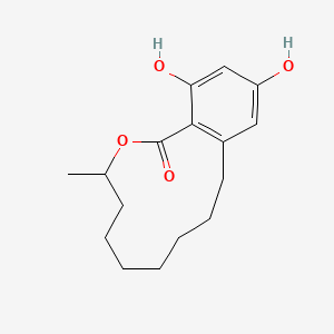molecular formula C16H22O4 B1256508 14,16-Dihydroxy-4-methyl-3-oxabicyclo[10.4.0]hexadeca-1(12),13,15-trien-2-one 