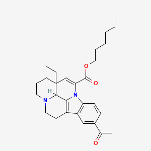molecular formula C28H36N2O3 B1256509 Hexyl 5-acetyl-15-ethyl-1,11-diazapentacyclo[9.6.2.02,7.08,18.015,19]nonadeca-2(7),3,5,8(18),16-pentaene-17-carboxylate 