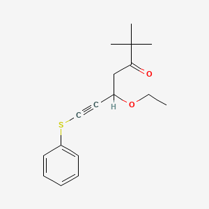 molecular formula C17H22O2S B12565519 6-Heptyn-3-one, 5-ethoxy-2,2-dimethyl-7-(phenylthio)- CAS No. 183435-06-5
