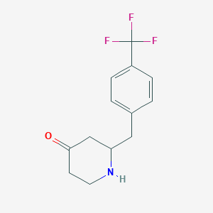 molecular formula C13H14F3NO B12565559 2-{[4-(Trifluoromethyl)phenyl]methyl}piperidin-4-one CAS No. 190965-02-7