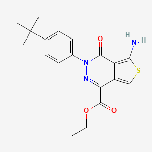 molecular formula C19H21N3O3S B12565824 Ethyl 5-amino-3-(4-(tert-butyl)phenyl)-4-oxo-3,4-dihydrothieno[3,4-d]pyridazine-1-carboxylate 