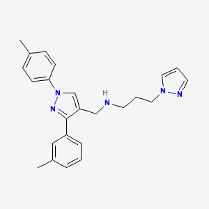molecular formula C24H27N5 B1256600 N-[[3-(3-methylphenyl)-1-(4-methylphenyl)-4-pyrazolyl]methyl]-3-(1-pyrazolyl)-1-propanamine 