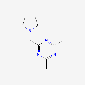 molecular formula C10H16N4 B12566035 2,4-Dimethyl-6-[(pyrrolidin-1-yl)methyl]-1,3,5-triazine CAS No. 143886-53-7