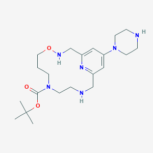 molecular formula C21H36N6O3 B12566311 tert-Butyl 15-(piperazin-1-yl)-4-oxa-3,8,11,17-tetraazabicyclo[11.3.1]heptadeca-1(17),13,15-triene-8-carboxylate CAS No. 183728-55-4