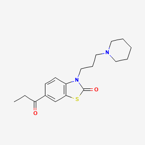 molecular formula C18H24N2O2S B12566483 2(3H)-Benzothiazolone, 6-(1-oxopropyl)-3-[3-(1-piperidinyl)propyl]- CAS No. 198056-29-0