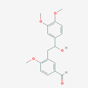 molecular formula C18H20O5 B12566494 3-[2-(3,4-Dimethoxyphenyl)-2-hydroxyethyl]-4-methoxybenzaldehyde CAS No. 144279-87-8