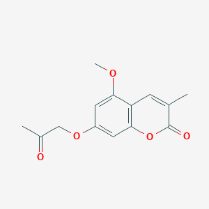 molecular formula C14H14O5 B12566579 2H-1-Benzopyran-2-one, 5-methoxy-3-methyl-7-(2-oxopropoxy)- CAS No. 183963-73-7