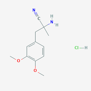 2-Amino-3-(3,4-dimethoxyphenyl)-2-methylpropanenitrile hydrochloride