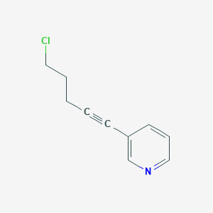 molecular formula C10H10ClN B12566710 Pyridine, 3-(5-chloro-1-pentynyl)- CAS No. 178762-56-6