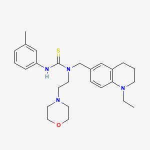 molecular formula C26H36N4OS B1256693 1-[(1-ethyl-3,4-dihydro-2H-quinolin-6-yl)methyl]-3-(3-methylphenyl)-1-[2-(4-morpholinyl)ethyl]thiourea 