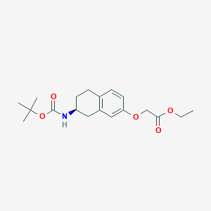 molecular formula C19H27NO5 B125670 ethyl 2-[[(7S)-7-[(2-methylpropan-2-yl)oxycarbonylamino]-5,6,7,8-tetrahydronaphthalen-2-yl]oxy]acetate CAS No. 158223-19-9