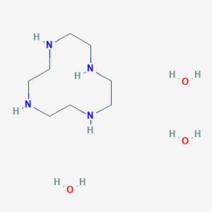 molecular formula C8H26N4O3 B12567003 1,4,7,10-Tetrazacyclododecane;trihydrate CAS No. 144576-60-3