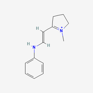 molecular formula C13H17N2+ B12567059 N-[(E)-2-(1-methyl-3,4-dihydro-2H-pyrrol-1-ium-5-yl)ethenyl]aniline 