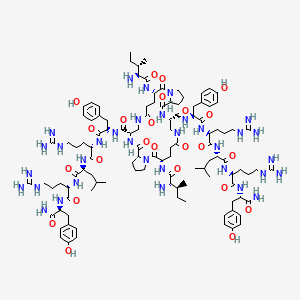 (3S,9S,12S,18S,24S,27S)-9-N,24-N-bis[(2S)-1-[[(2S)-1-[[(2S)-1-[[(2S)-1-[[(2S)-1-amino-3-(4-hydroxyphenyl)-1-oxopropan-2-yl]amino]-5-carbamimidamido-1-oxopentan-2-yl]amino]-4-methyl-1-oxopentan-2-yl]amino]-5-carbamimidamido-1-oxopentan-2-yl]amino]-3-(4-hydroxyphenyl)-1-oxopropan-2-yl]-3,18-bis[[(2S,3S)-2-amino-3-methylpentanoyl]amino]-2,6,11,17,21,26-hexaoxo-1,7,10,16,22,25-hexazatricyclo[25.3.0.012,16]triacontane-9,24-dicarboxamide