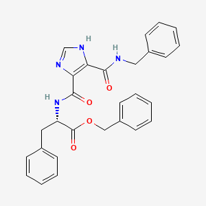molecular formula C28H26N4O4 B1256716 (2S)-2-[[oxo-[5-[oxo-[(phenylmethyl)amino]methyl]-1H-imidazol-4-yl]methyl]amino]-3-phenylpropanoic acid (phenylmethyl) ester 