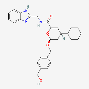 (2S,4R)-N-(1H-benzimidazol-2-ylmethyl)-4-cyclohexyl-2-[[4-(hydroxymethyl)phenyl]methoxy]-3,4-dihydro-2H-pyran-6-carboxamide