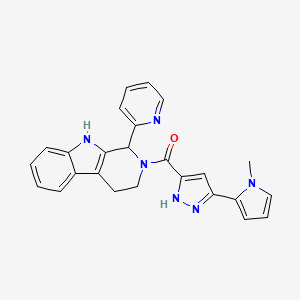 molecular formula C25H22N6O B1256772 [3-(1-methyl-2-pyrrolyl)-1H-pyrazol-5-yl]-[1-(2-pyridinyl)-1,3,4,9-tetrahydropyrido[3,4-b]indol-2-yl]methanone 