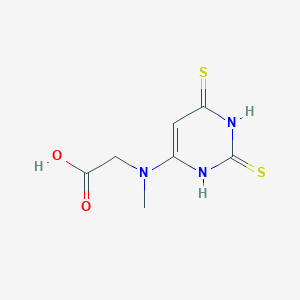 molecular formula C7H9N3O2S2 B12567856 N-[2,6-Bis(sulfanylidene)-1,2,3,6-tetrahydropyrimidin-4-yl]-N-methylglycine CAS No. 194982-72-4