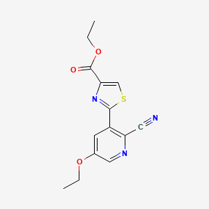 molecular formula C14H13N3O3S B12567887 Ethyl 2-(2-cyano-5-ethoxypyridin-3-yl)-1,3-thiazole-4-carboxylate CAS No. 195155-58-9