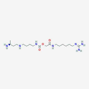 molecular formula C18H39N7O3 B12568202 Carbamic acid, [4-[[(3S)-3-aminobutyl]amino]butyl]-, 2-[[6-[(aminoiminomethyl)amino]hexyl]amino]-2-oxoethyl ester CAS No. 170368-06-6