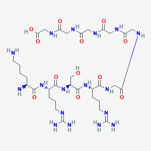 molecular formula C33H61N17O12 B12568412 L-Lysyl-N~5~-(diaminomethylidene)-L-ornithyl-L-seryl-N~5~-(diaminomethylidene)-L-ornithylglycylglycylglycylglycylglycylglycine CAS No. 193613-81-9
