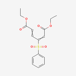molecular formula C16H18O6S B12568818 Diethyl 3-(benzenesulfonyl)hexa-2,4-dienedioate CAS No. 194656-10-5