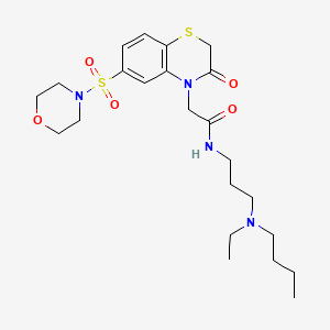 molecular formula C23H36N4O5S2 B1256912 N-[3-[butyl(ethyl)amino]propyl]-2-[6-(4-morpholinylsulfonyl)-3-oxo-1,4-benzothiazin-4-yl]acetamide 