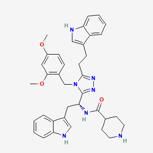 molecular formula C37H41N7O3 B1256921 N-[(1R)-1-{4-[(2,4-dimethoxyphenyl)methyl]-5-[2-(1H-indol-3-yl)ethyl]-4H-1,2,4-triazol-3-yl}-2-(1H-indol-3-yl)ethyl]piperidine-4-carboxamide 