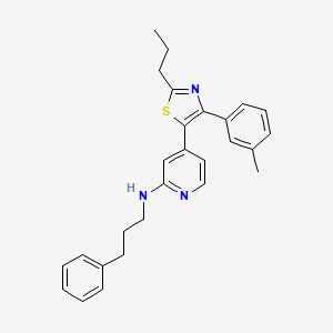 molecular formula C27H29N3S B12569231 N-[4-[4-(3-Methylphenyl)-2-propyl-1,3-thiazol-5-YL]-2-pyridyl]-N-(3-phenylpropyl)amine CAS No. 303163-05-5