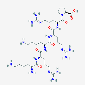 molecular formula C35H69N17O7 B12569250 L-Lysyl-N~5~-(diaminomethylidene)-L-ornithyl-L-lysyl-N~5~-(diaminomethylidene)-L-ornithyl-N~5~-(diaminomethylidene)-L-ornithyl-L-proline CAS No. 201932-33-4