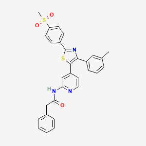 molecular formula C30H25N3O3S2 B12569422 N-[4-[4-(3-Methylphenyl)-2-(4-methylsulfonylphenyl)-1,3-thiazol-5-YL]-2-pyridyl]phenylacetamide CAS No. 303163-20-4