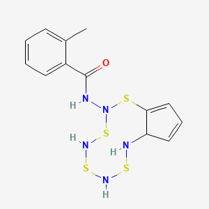 molecular formula C13H15N5OS4 B12569942 N-(8,8a-Dihydrocyclopenta[i][1,3,5,7,2,4,6,8]tetrathiatetrazecin-2-yl)-2-methylbenzamide 