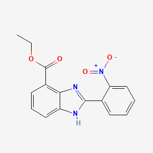 molecular formula C16H13N3O4 B12570185 1H-Benzimidazole-4-carboxylic acid, 2-(2-nitrophenyl)-, ethyl ester CAS No. 560086-13-7