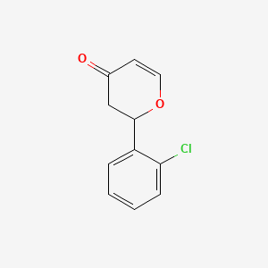 molecular formula C11H9ClO2 B12570200 4H-Pyran-4-one, 2-(2-chlorophenyl)-2,3-dihydro- CAS No. 176698-02-5