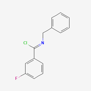 molecular formula C14H11ClFN B12570412 N-Benzyl-3-fluorobenzene-1-carboximidoyl chloride CAS No. 185751-20-6