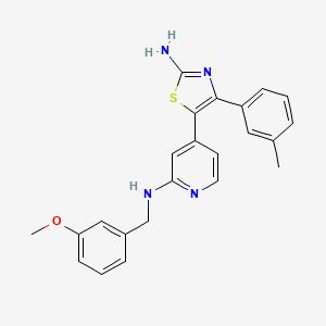 molecular formula C23H22N4OS B12570436 N-[4-[2-Amino-4-(3-methylphenyl)-1,3-thiazol-5-YL]-2-pyridyl]-N-(3-methoxybenzyl)amine CAS No. 303163-29-3