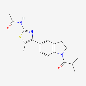 molecular formula C18H21N3O2S B12570672 N-[4-(1-Isobutyryl-2,3-dihydro-1H-indol-5-yl)-5-methyl-1,3-thiazol-2-yl]acetamide 