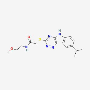 molecular formula C17H21N5O2S B12570759 Acetamide,N-(2-methoxyethyl)-2-[[8-(isopropyl)-2H-1,2,4-triazino[5,6-B]indol-3-YL]thio]- 