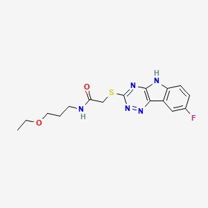 molecular formula C16H18FN5O2S B12571070 Acetamide,N-(3-ethoxypropyl)-2-[(8-fluoro-2H-1,2,4-triazino[5,6-B]indol-3-YL)thio]- 