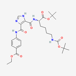 4-[[[5-[[[(2S)-1-[(2-methylpropan-2-yl)oxy]-6-[[(2-methylpropan-2-yl)oxy-oxomethyl]amino]-1-oxohexan-2-yl]amino]-oxomethyl]-1H-imidazol-4-yl]-oxomethyl]amino]benzoic acid ethyl ester
