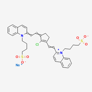 molecular formula C35H36ClN2NaO6S2 B12571427 Sodium 4-{2-[2-(2-chloro-3-{2-[1-(4-sulfonatobutyl)quinolin-1-ium-2-yl]ethenyl}cyclopent-2-en-1-ylidene)ethylidene]quinolin-1(2H)-yl}butane-1-sulfonate CAS No. 287183-28-2